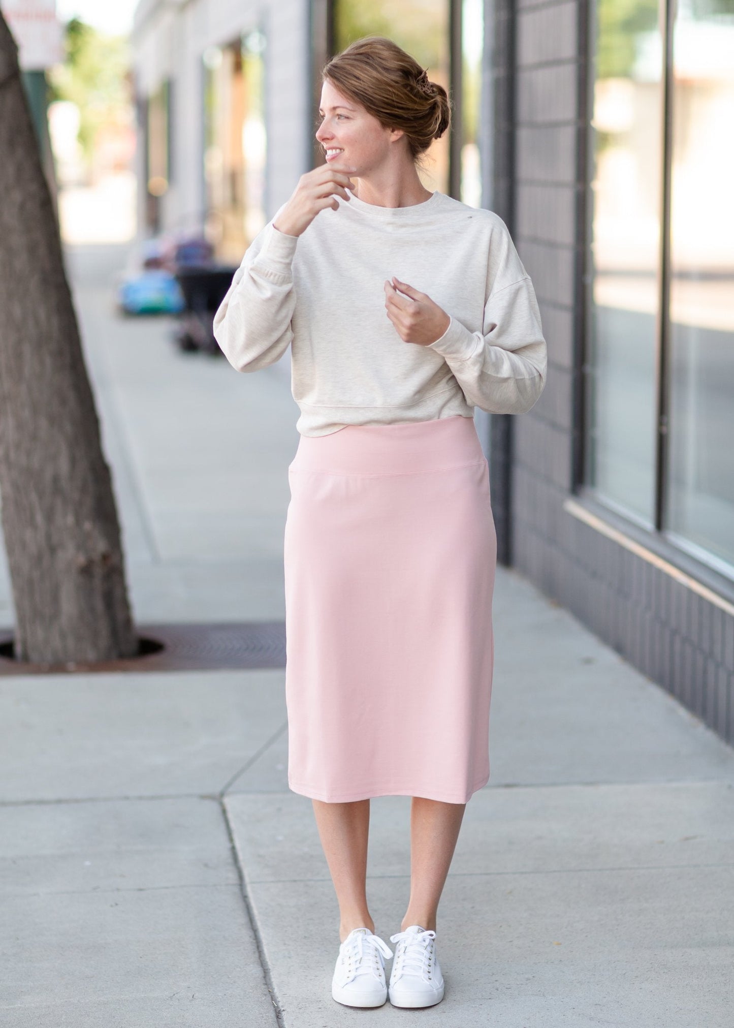 Quinn Pink Knit Midi Skirt - FINAL SALE IC Skirts