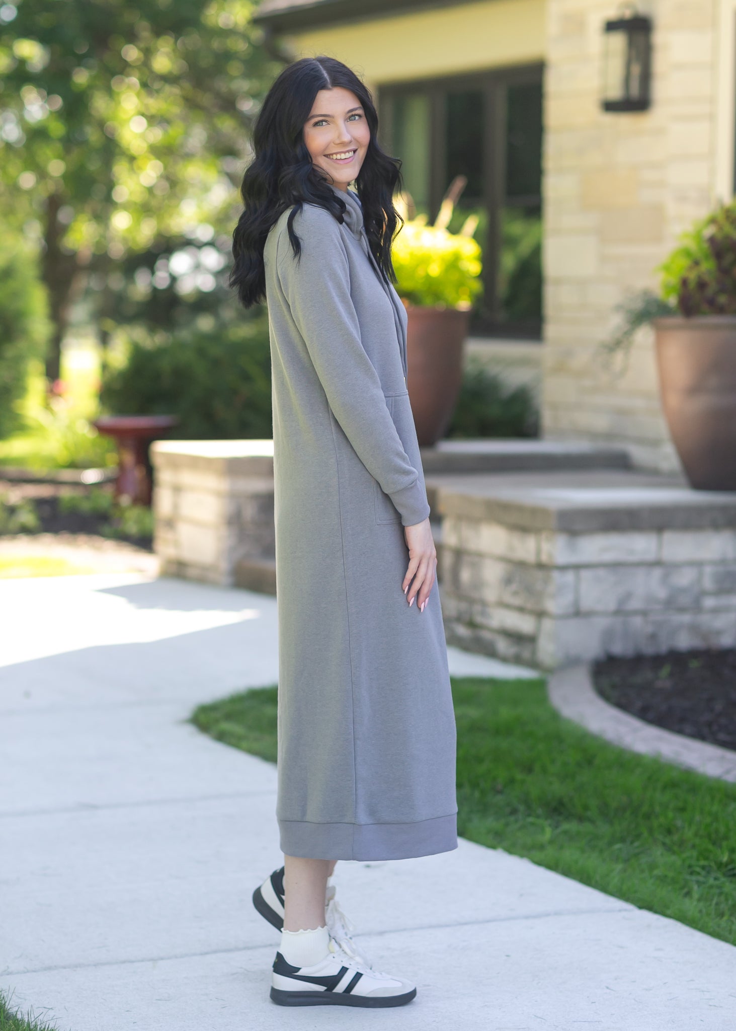 sweatshirt dresses long Hvyesh Women Sweatshirt Dresses Long Sleeve Drawstring Hooded Long Dress Classy Plus Size Soild Split Maxi Dress Spring Fall Long Sweatshirt with Kangaroo Pocket