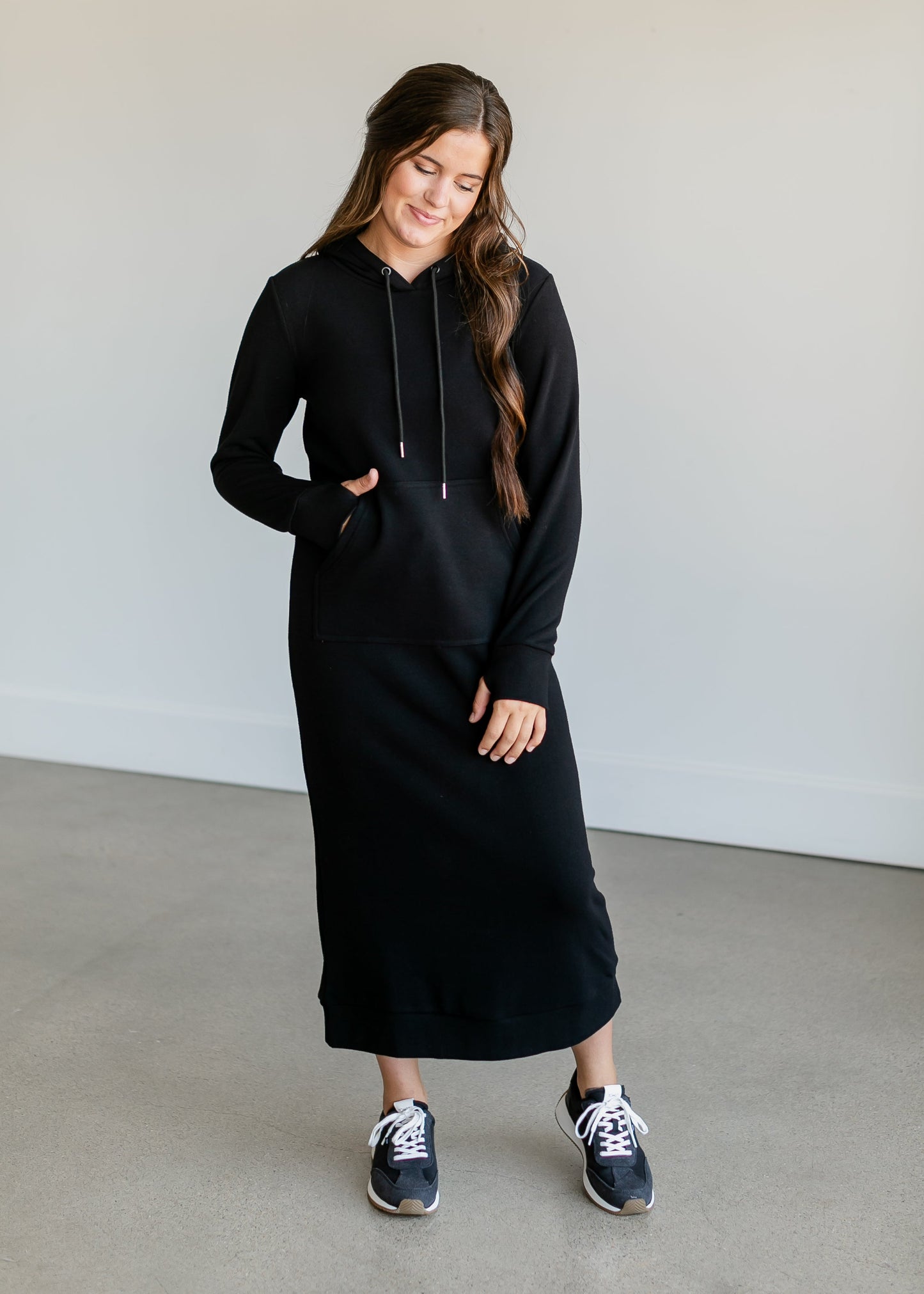 Rae Hoodie Sweatshirt Dress IC Dresses Black / XS
