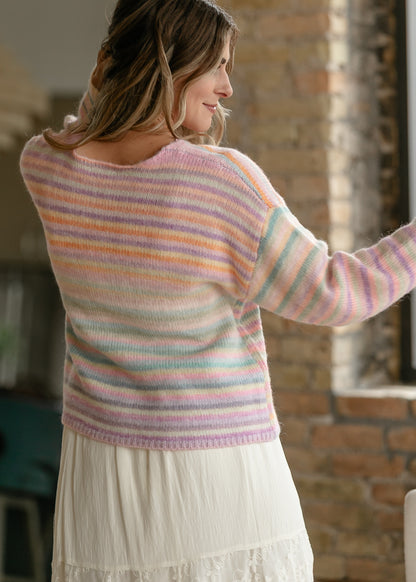 Rainbow Stripe Knit Sweater FF Tops