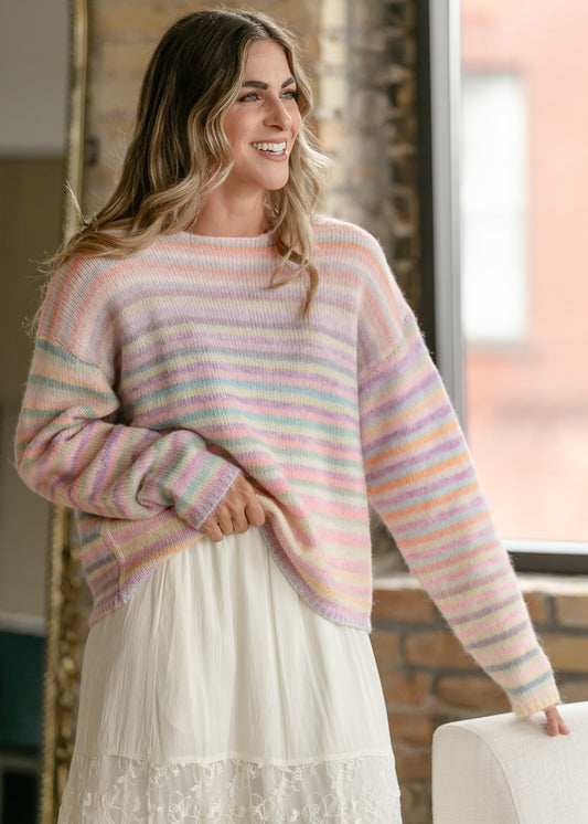Rainbow Stripe Knit Sweater FF Tops S