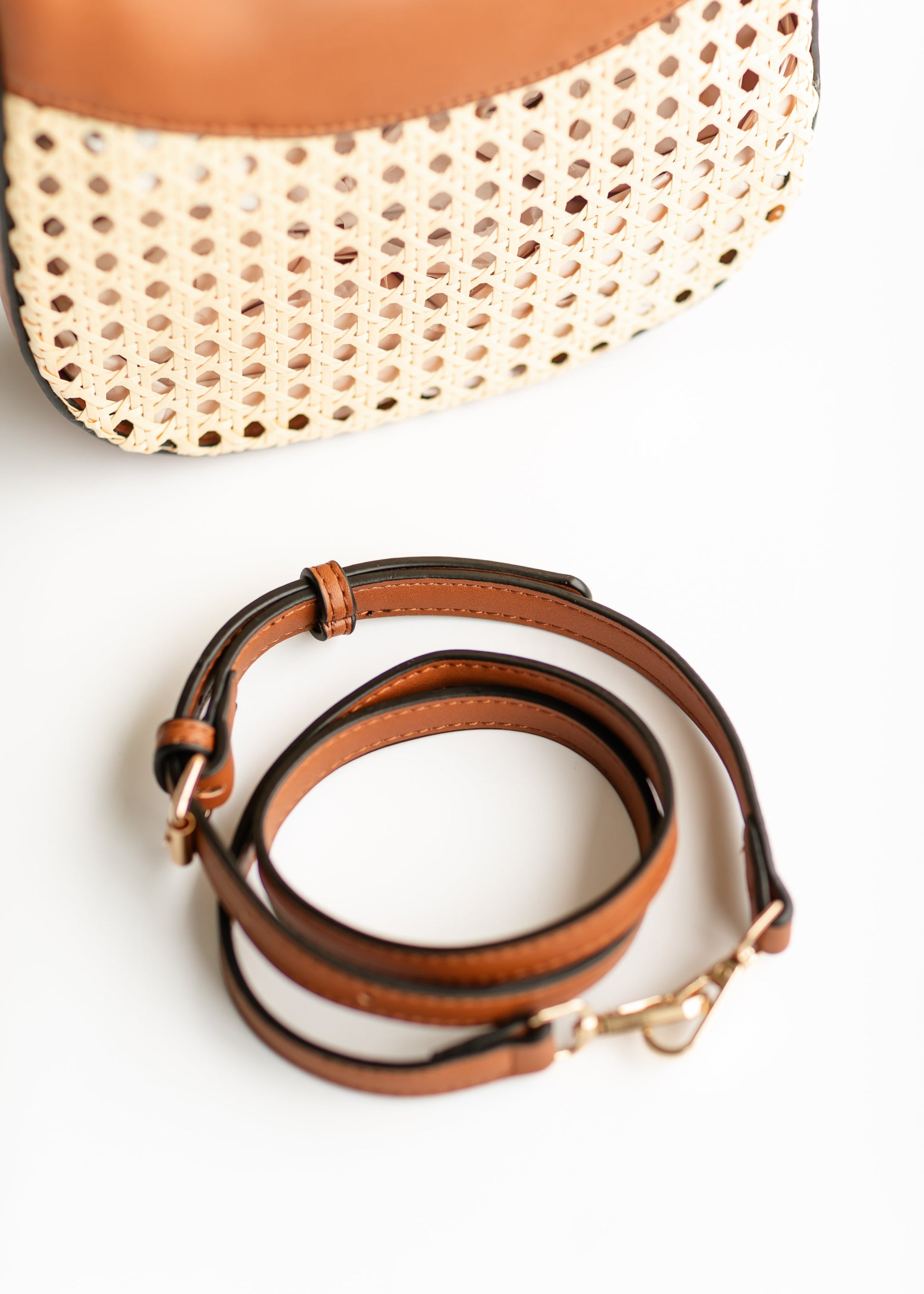 Rattan Vegan Leather Crossbody Bag Accessories