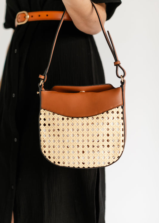 Rattan Vegan Leather Crossbody Bag Accessories