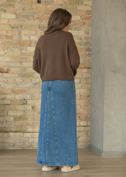 Raw Edge Brown Button Down Knit Cardigan FF Tops