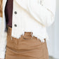 Raw Hem Cream Denim Jacket FF Tops