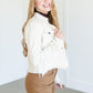 Raw Hem Cream Denim Jacket FF Tops