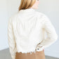 Raw Hem Cream Denim Jacket FF Tops