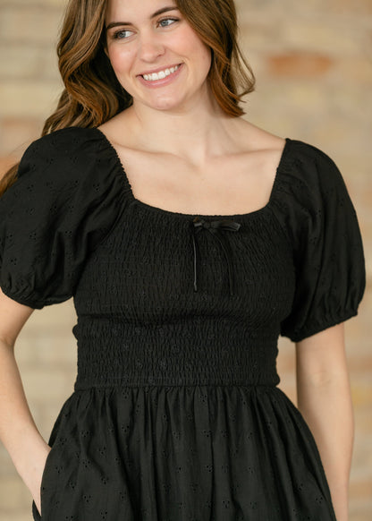 Rayna Black Eyelet Maxi Dress FF Dresses