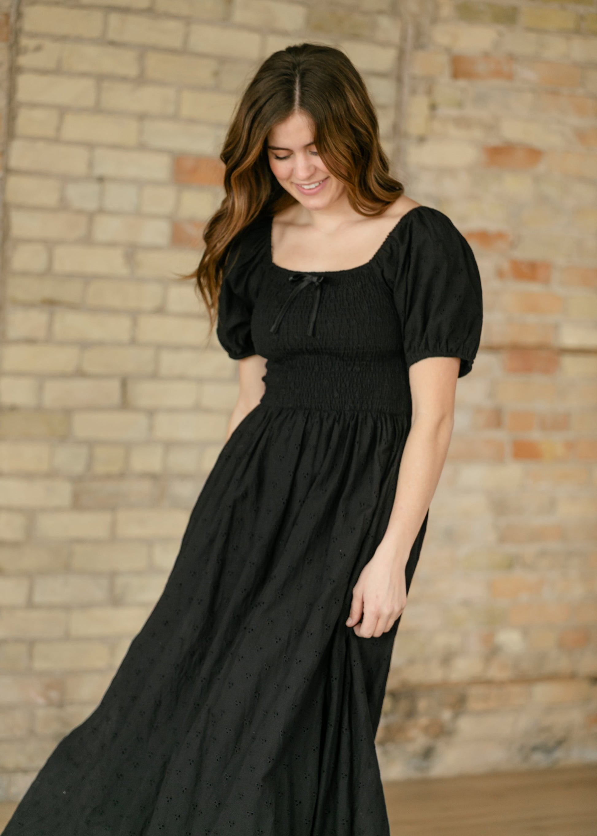 Rayna Black Eyelet Maxi Dress  Inherit Co.