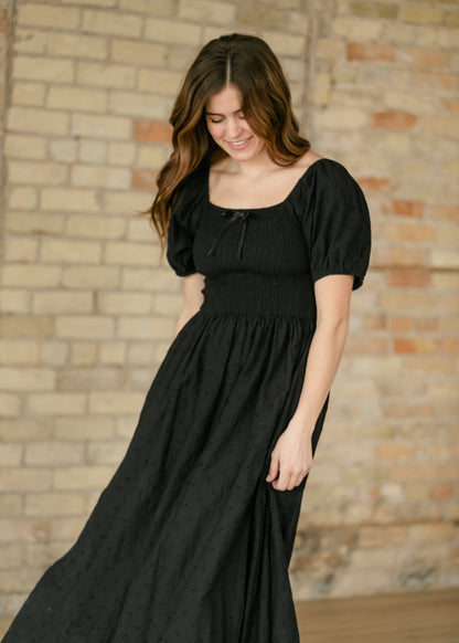 Rayna Black Eyelet Maxi Dress FF Dresses
