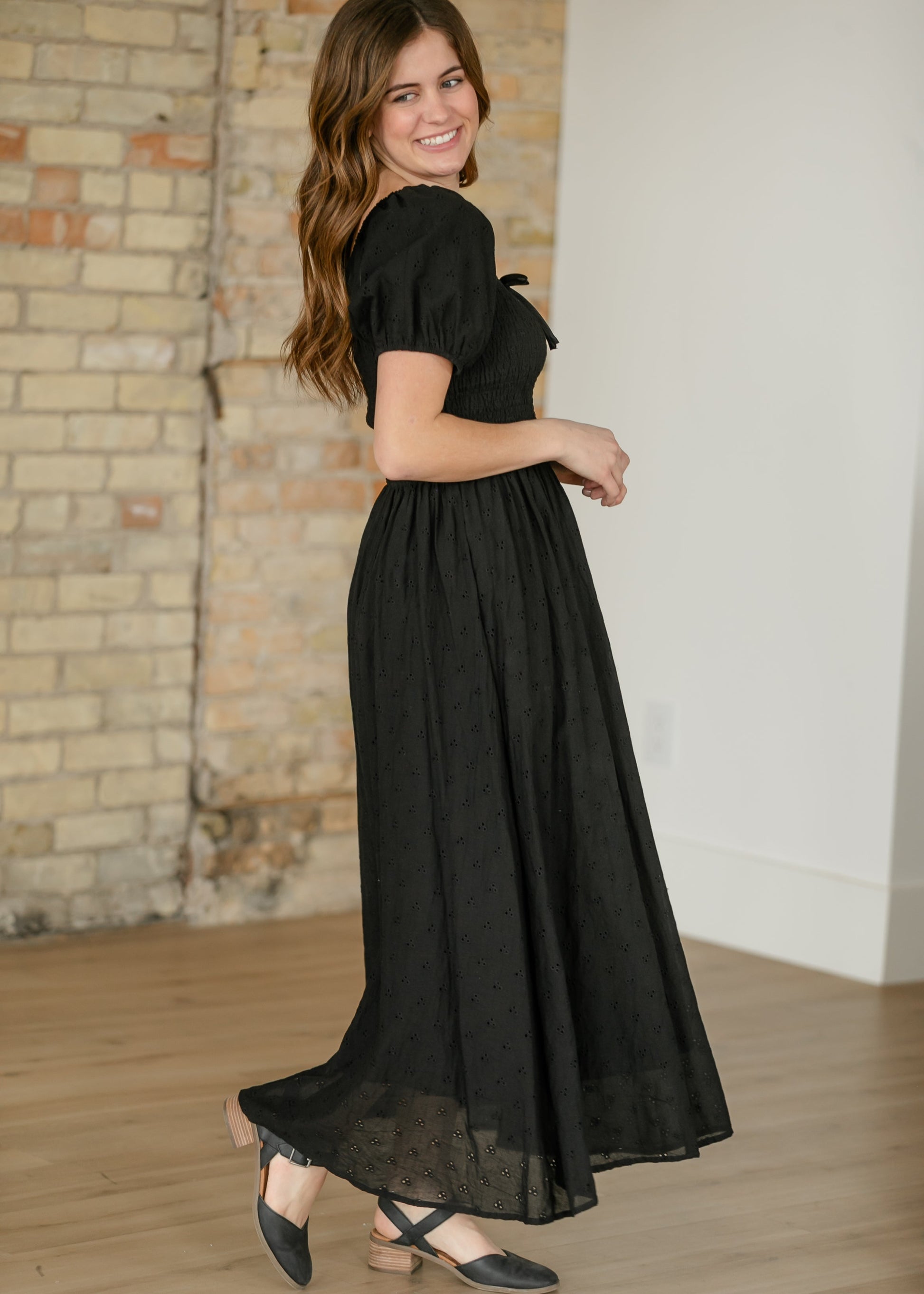 Rayna Black Eyelet Maxi Dress FF Dresses