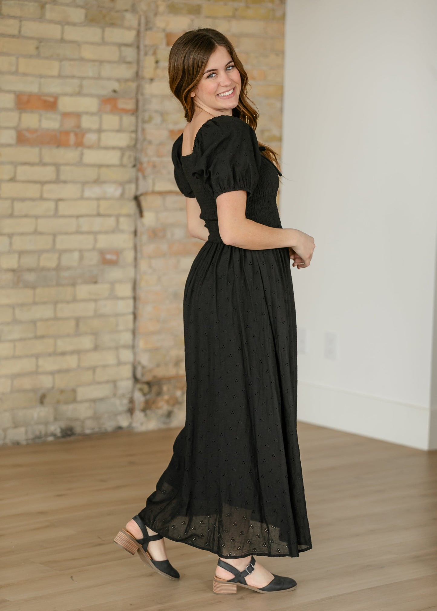 Rayna Black Eyelet Maxi Dress FF Dresses