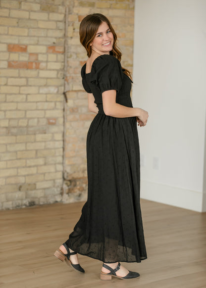 Rayna Black Eyelet Maxi Dress FF Dresses