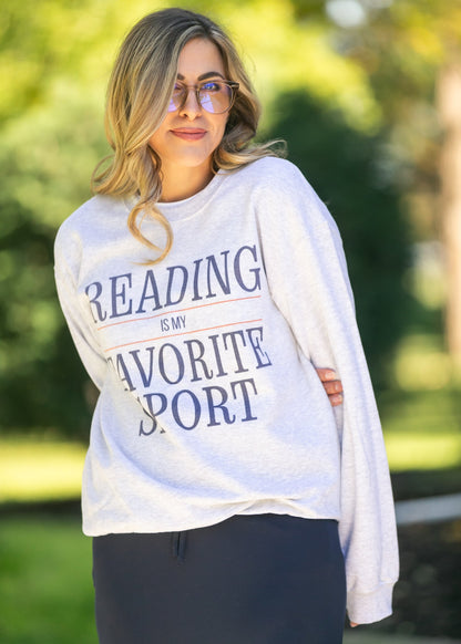 Reading Is My Favorite Sport Graphic Sweatshirt FF Tops
