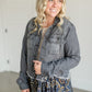 Rebel Gray Frayed Denim Jacket FF Tops