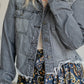 Rebel Gray Frayed Denim Jacket FF Tops