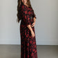 Red Floral Wrap Maxi Dress FF Dresses