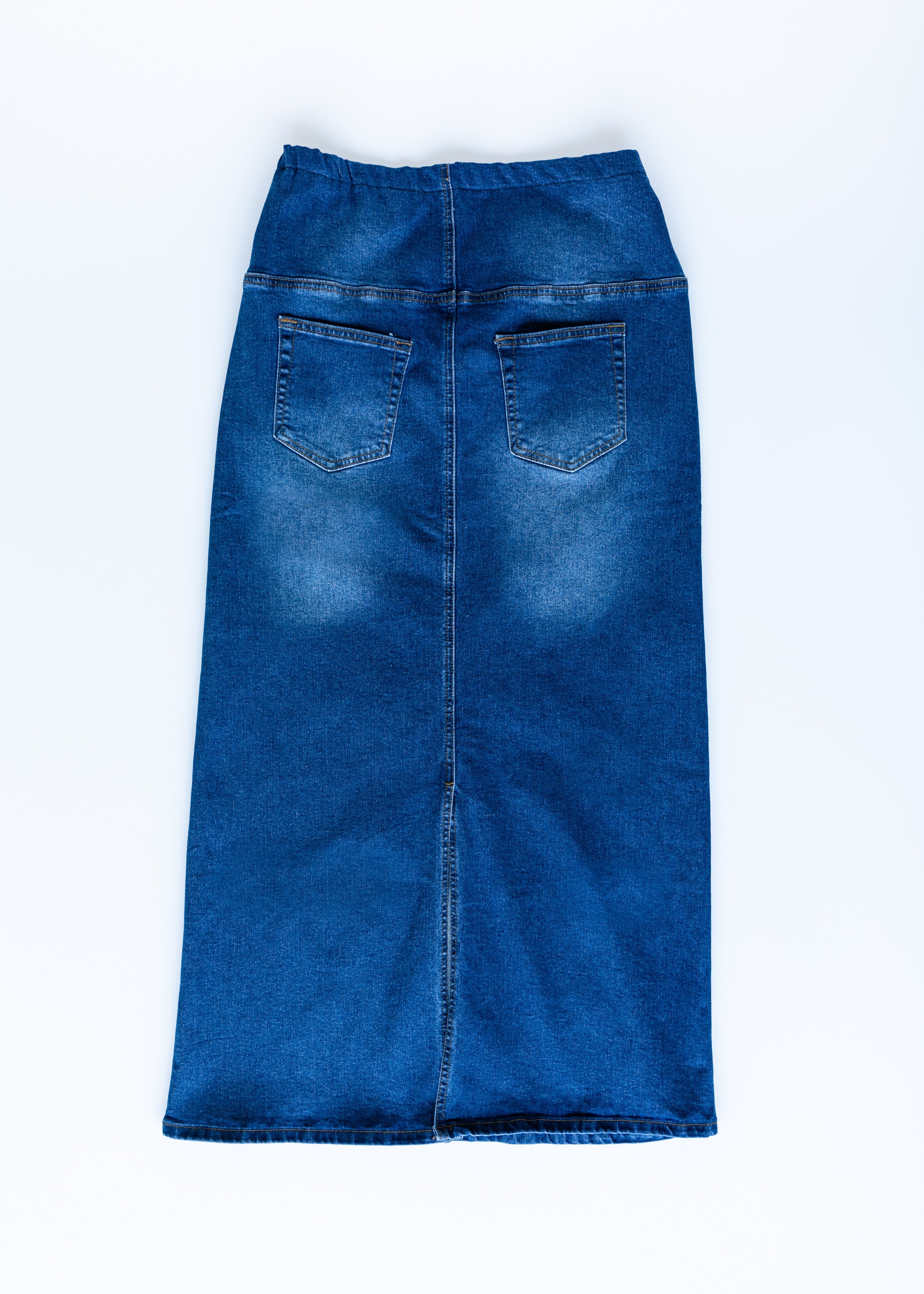 Women's Maternity Denim Skirt - High Waist Bodycon With Pockets