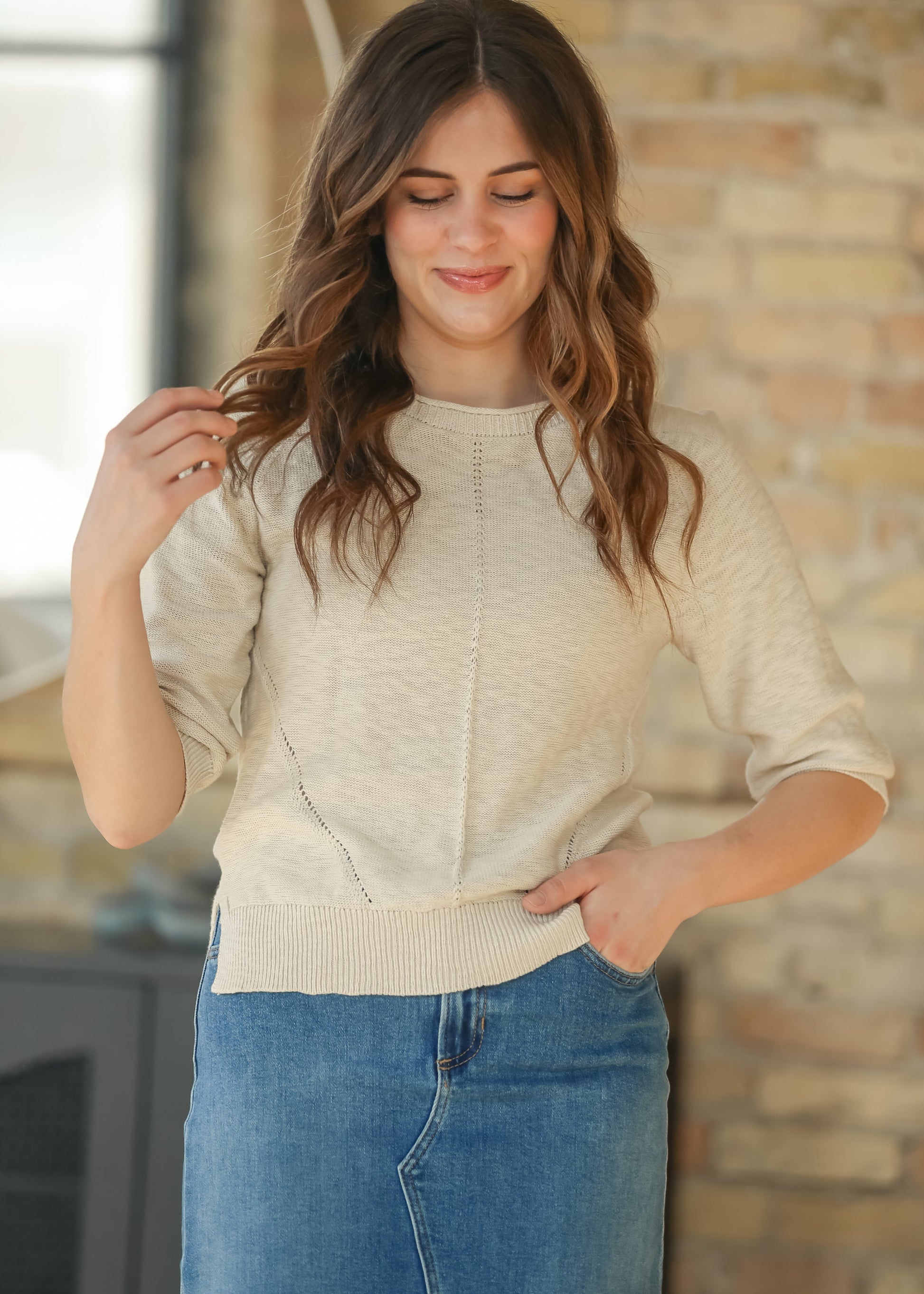 Reglan Short Sleeve Knit Sweater FF Layering Essentials