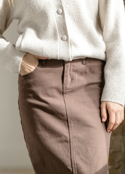 Remi Brownstone Denim Midi Skirt IC Skirts