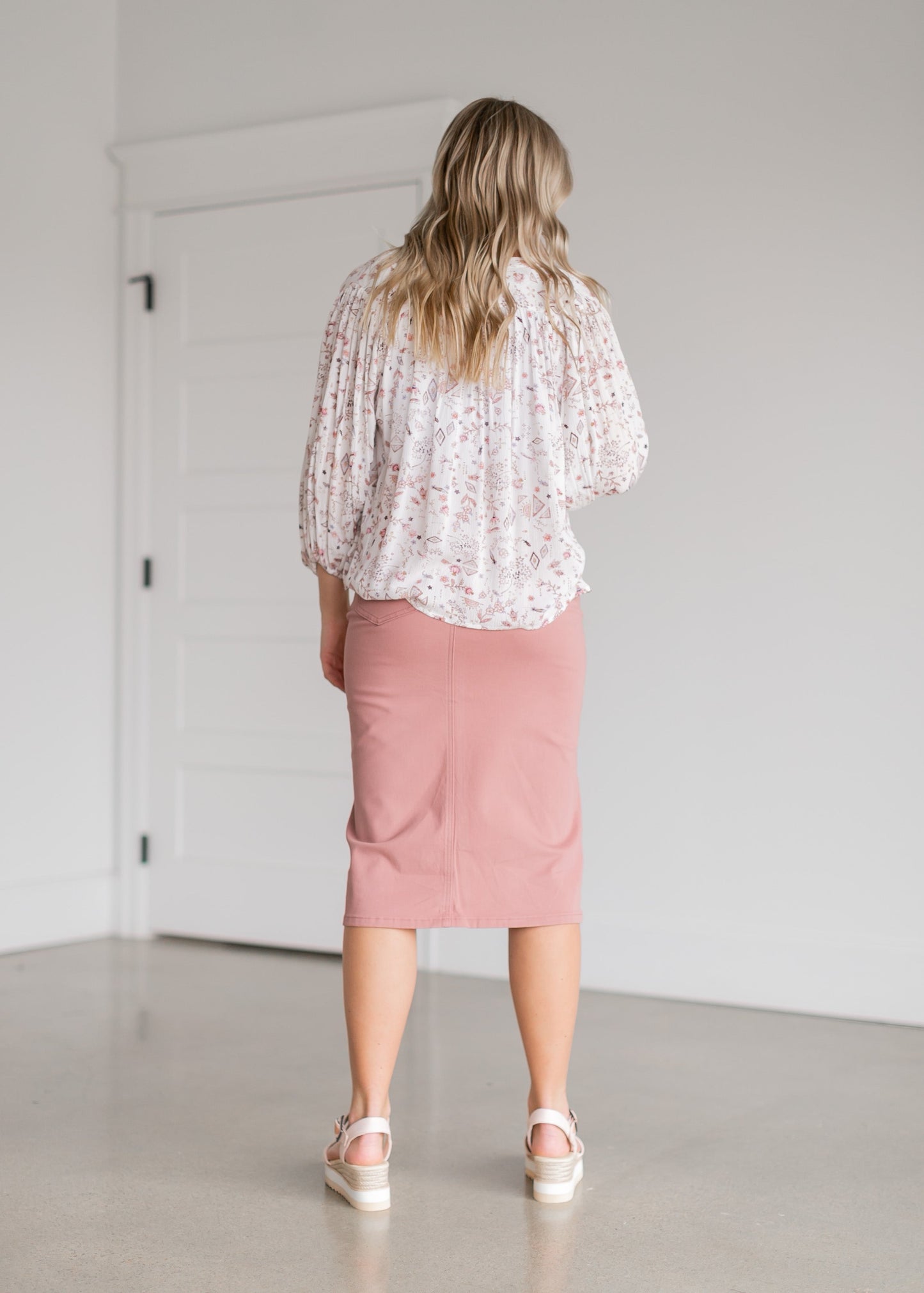 Remi Burlwood Denim Midi Skirt Skirts