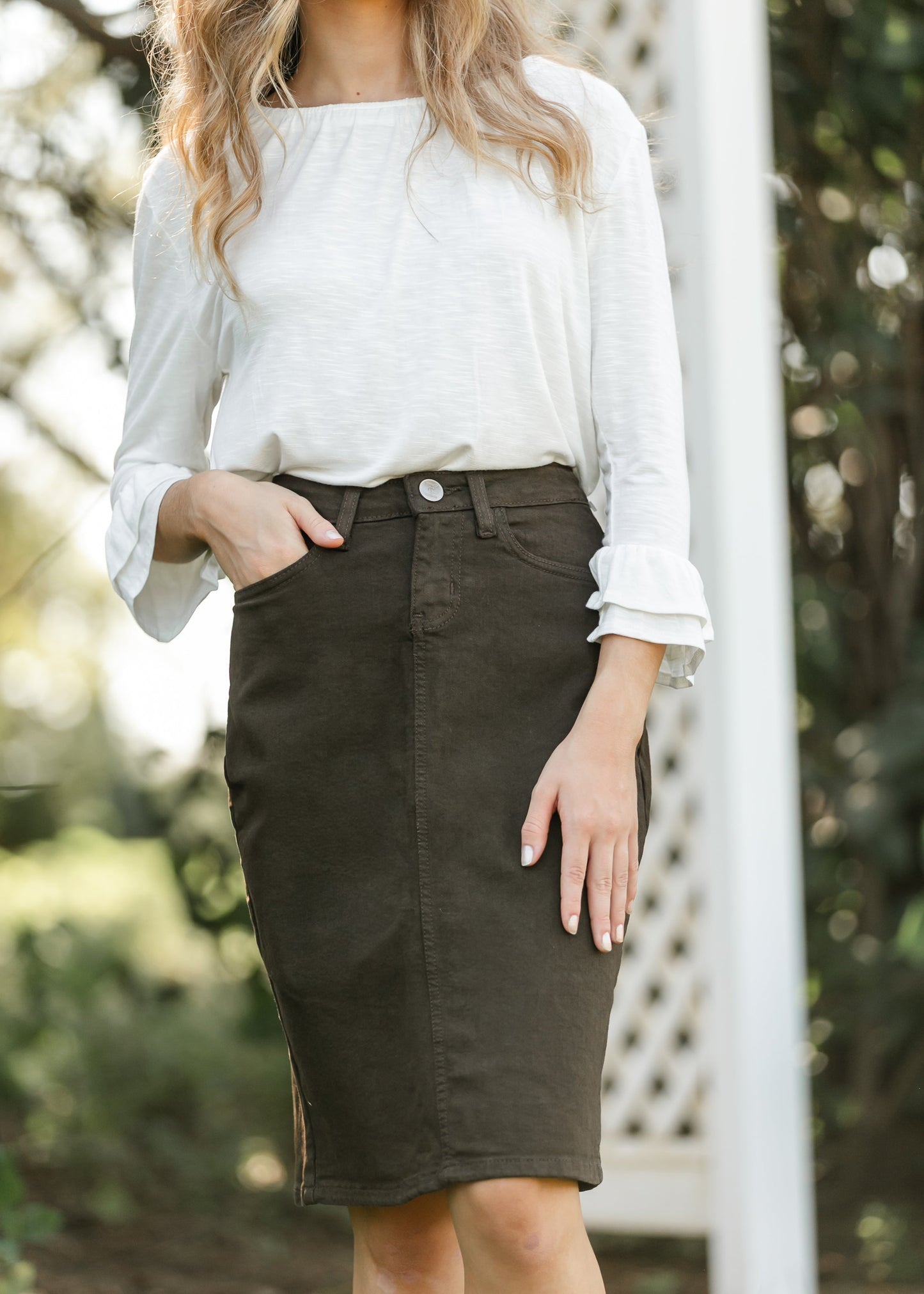 Remi Cafe Brown Midi Skirt IC Skirts