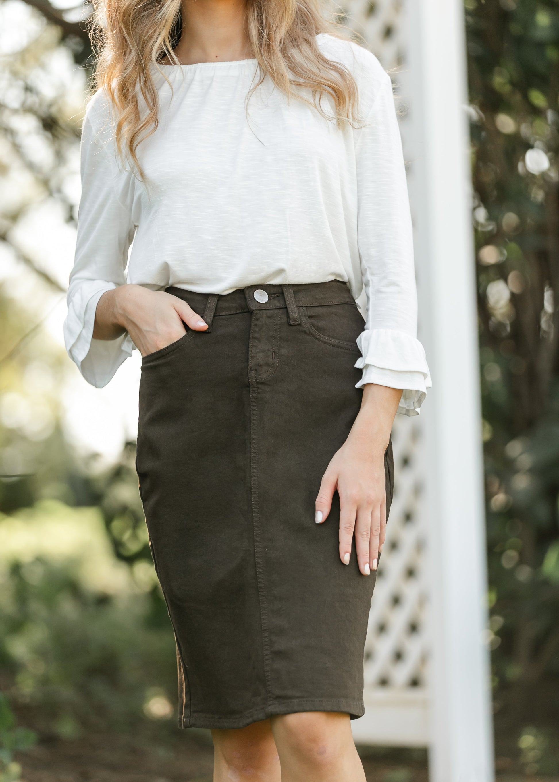 Remi Cafe Brown Midi Skirt IC Skirts