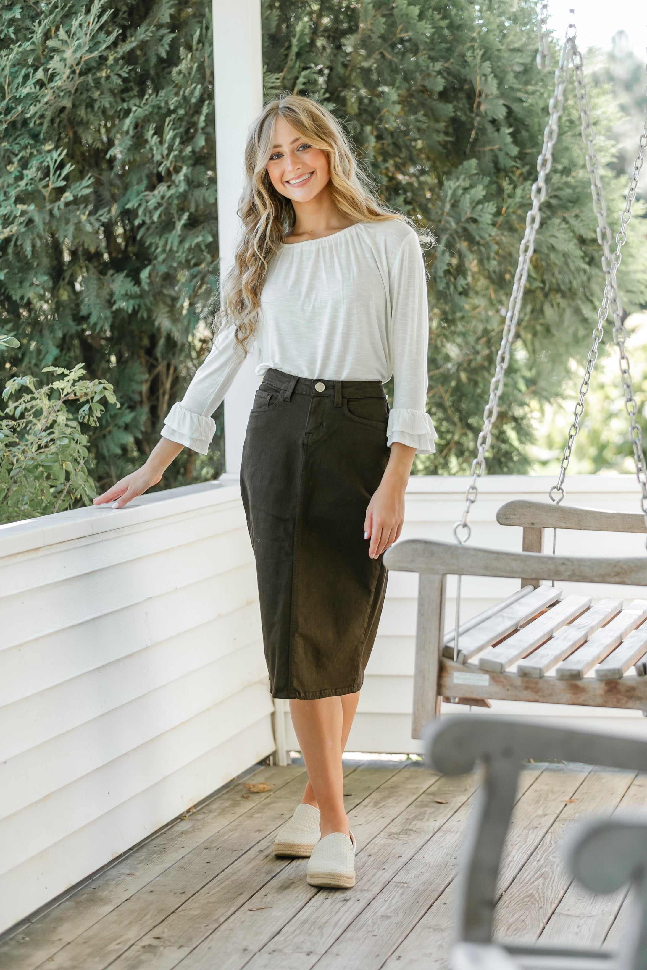 Remi Cafe Brown Midi Skirt – Inherit Co.