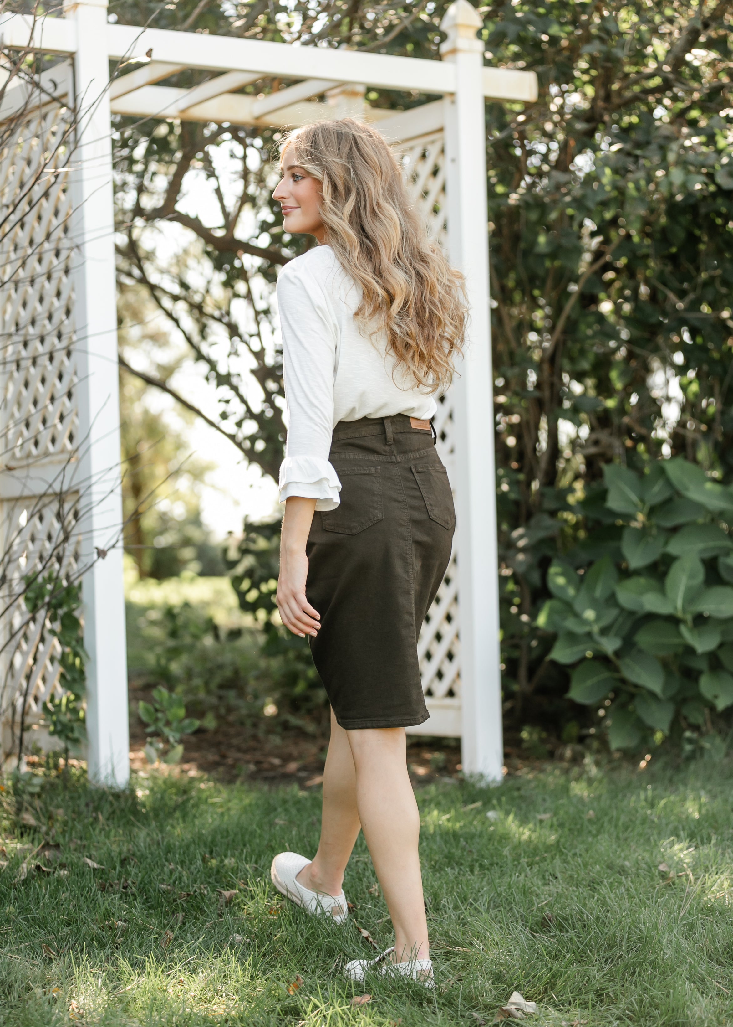Remi Cafe Brown Midi Skirt – Inherit Co.