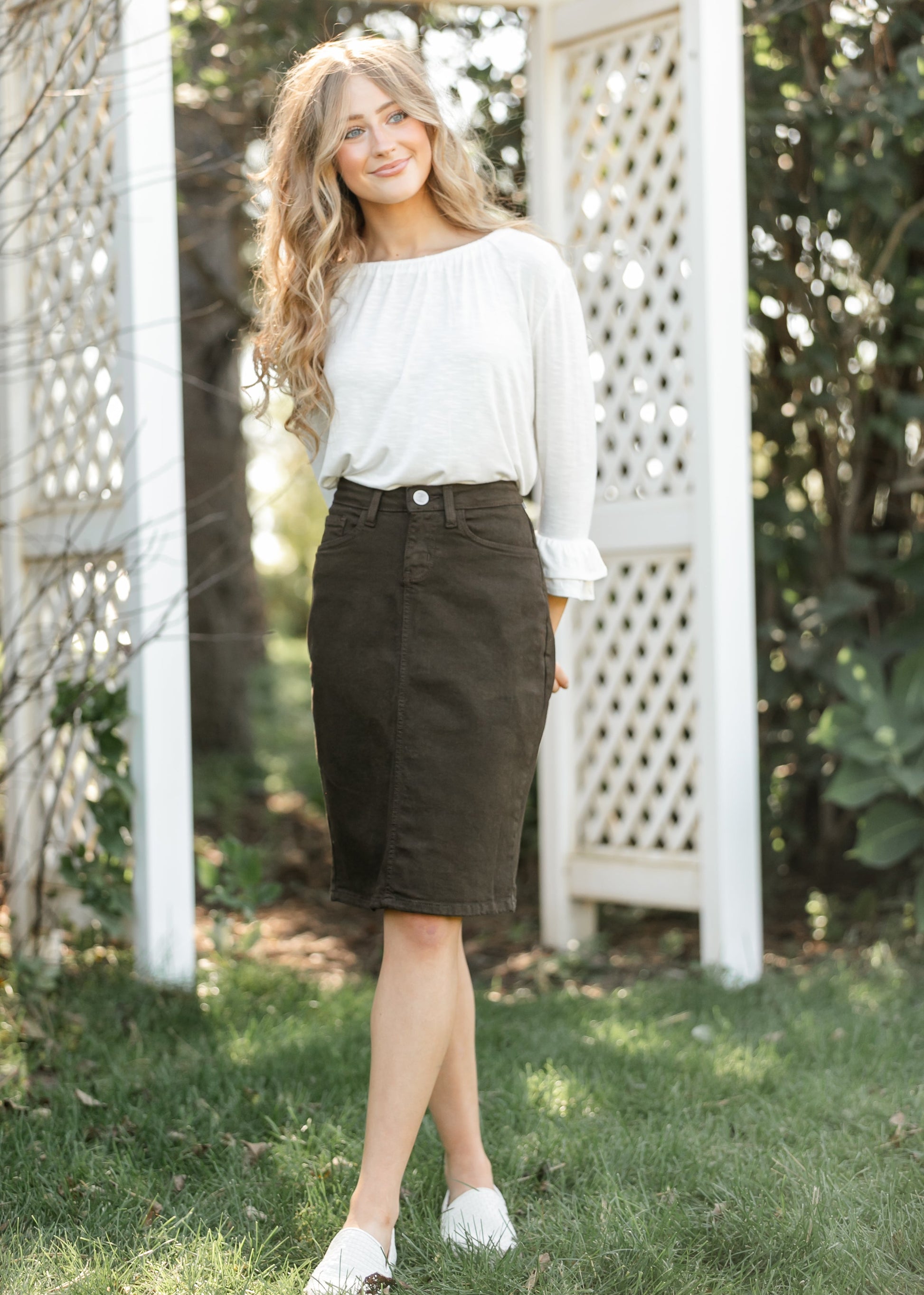 Remi Cafe Brown Midi Skirt IC Skirts