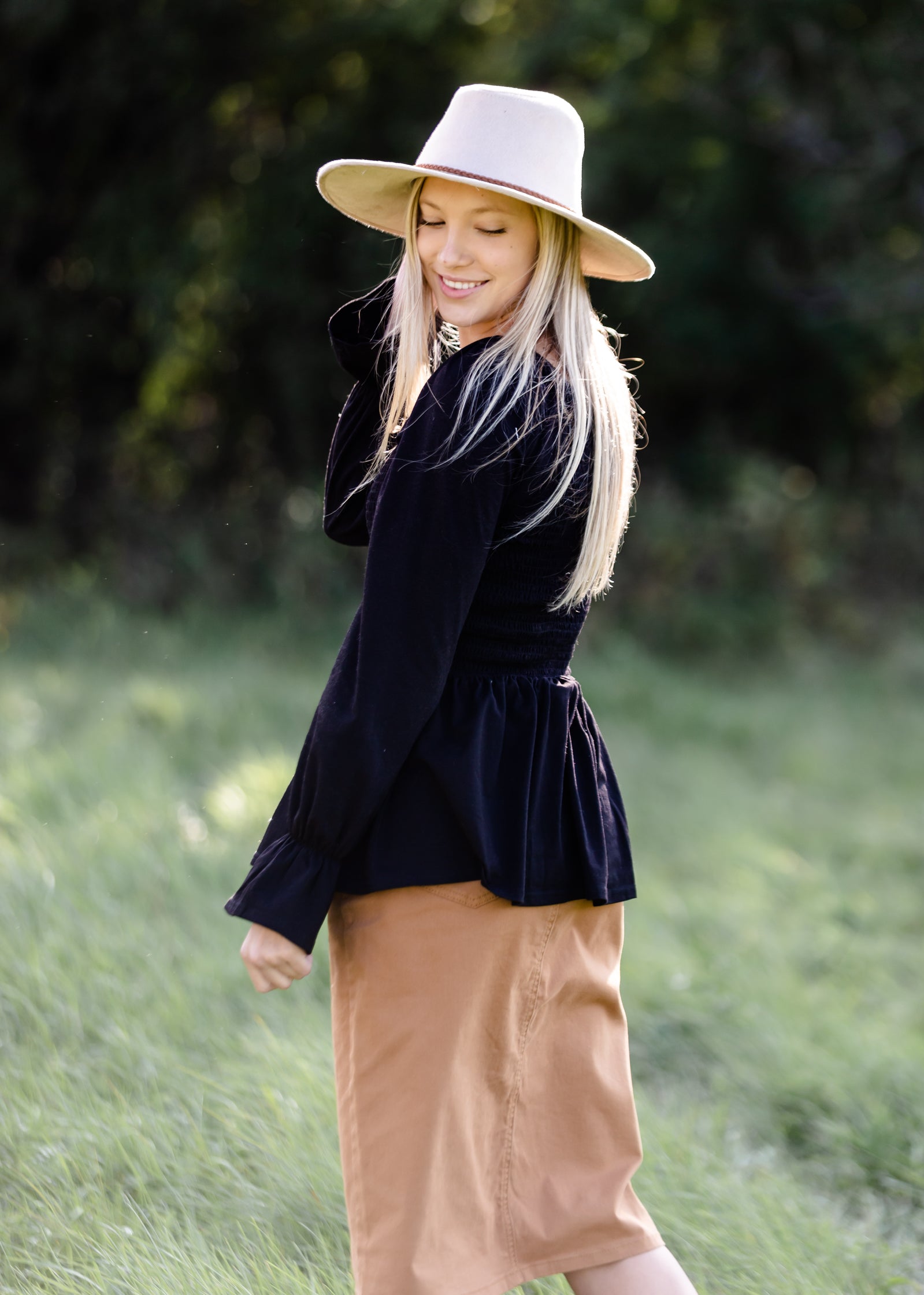 Remi Camel Denim Midi Skirt - FINAL SALE IC Skirts