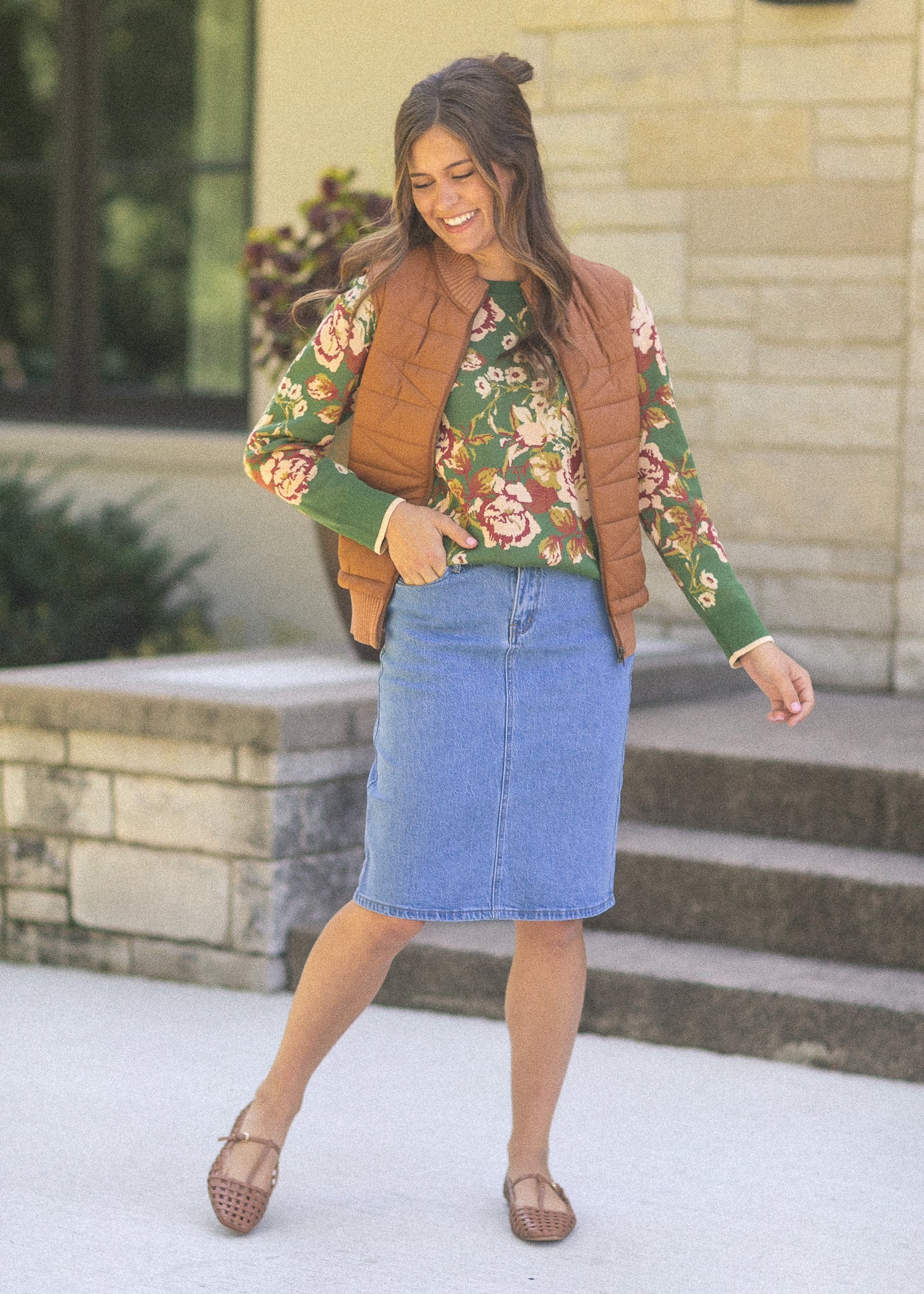 Remi Denim Classic Wash Midi Skirt IC Skirts