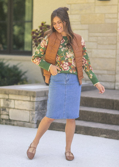 Remi Denim Classic Wash Midi Skirt IC Skirts
