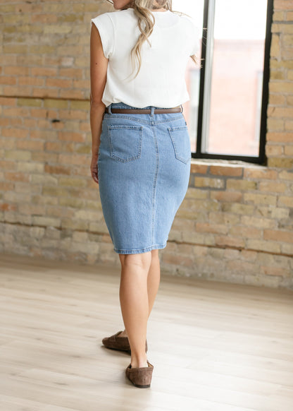 Remi Denim Classic Wash Midi Skirt IC Skirts