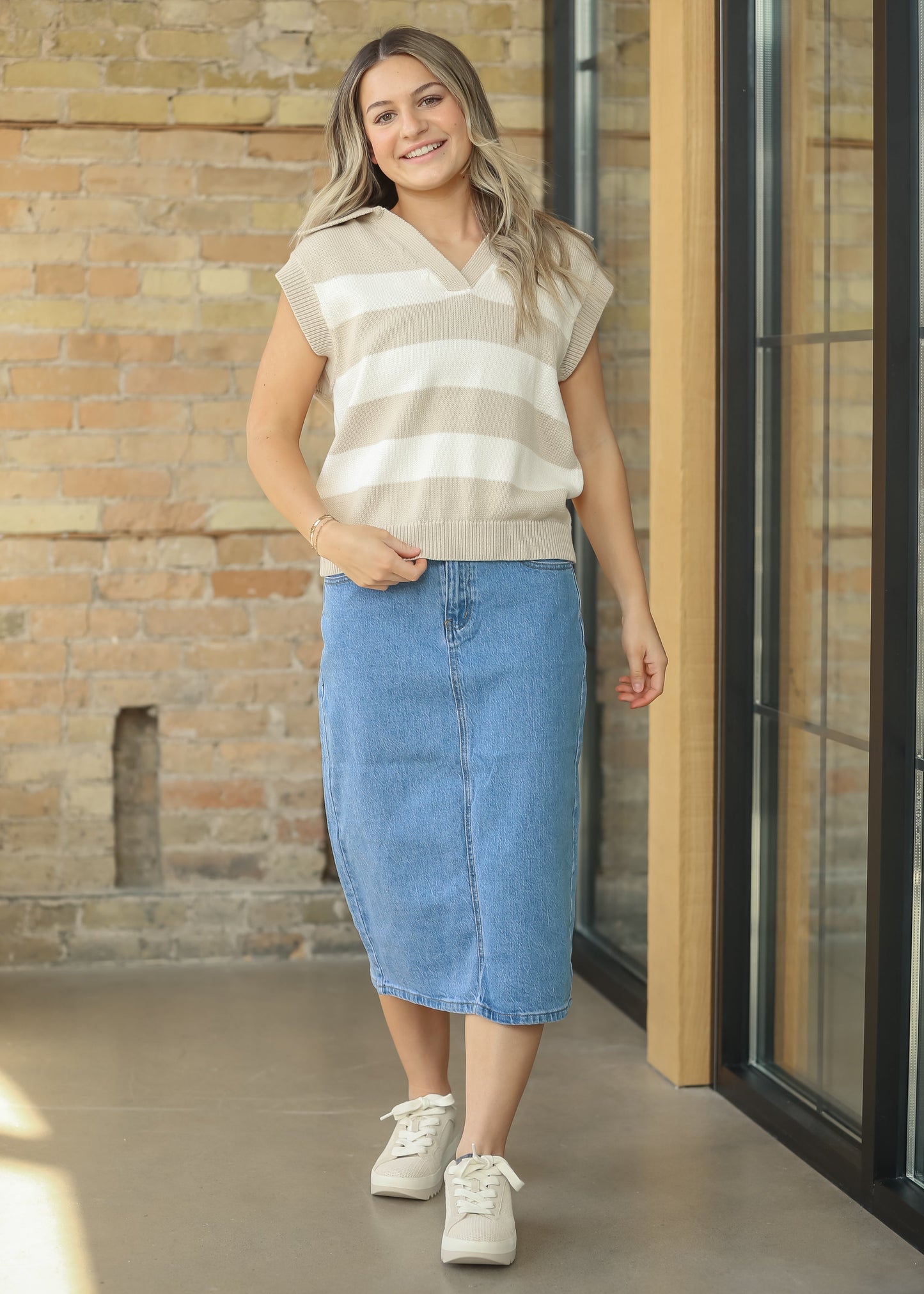 Remi Denim Classic Wash Midi Skirt IC Skirts