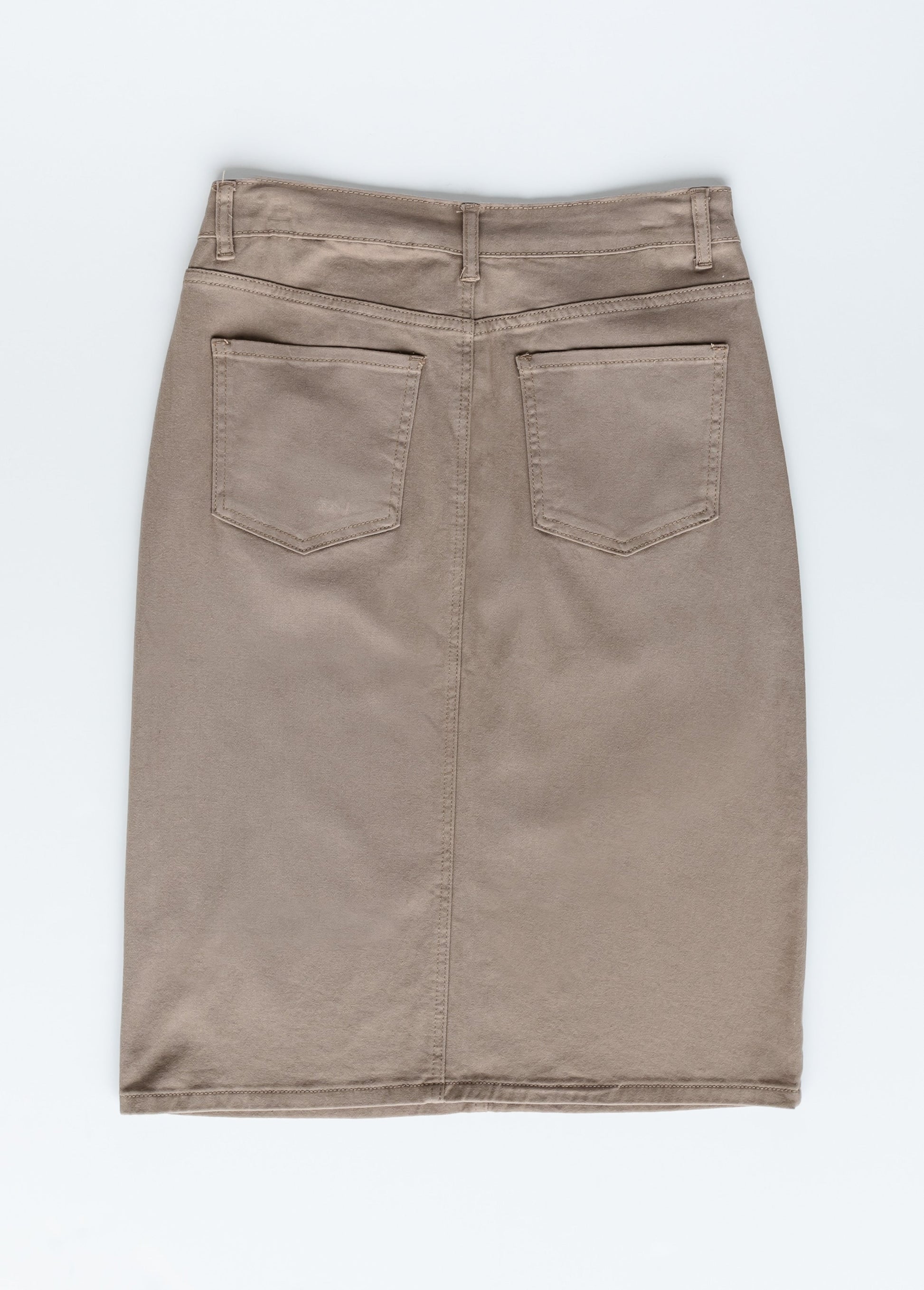 Remi Desert Taupe Denim Midi Skirt Skirts