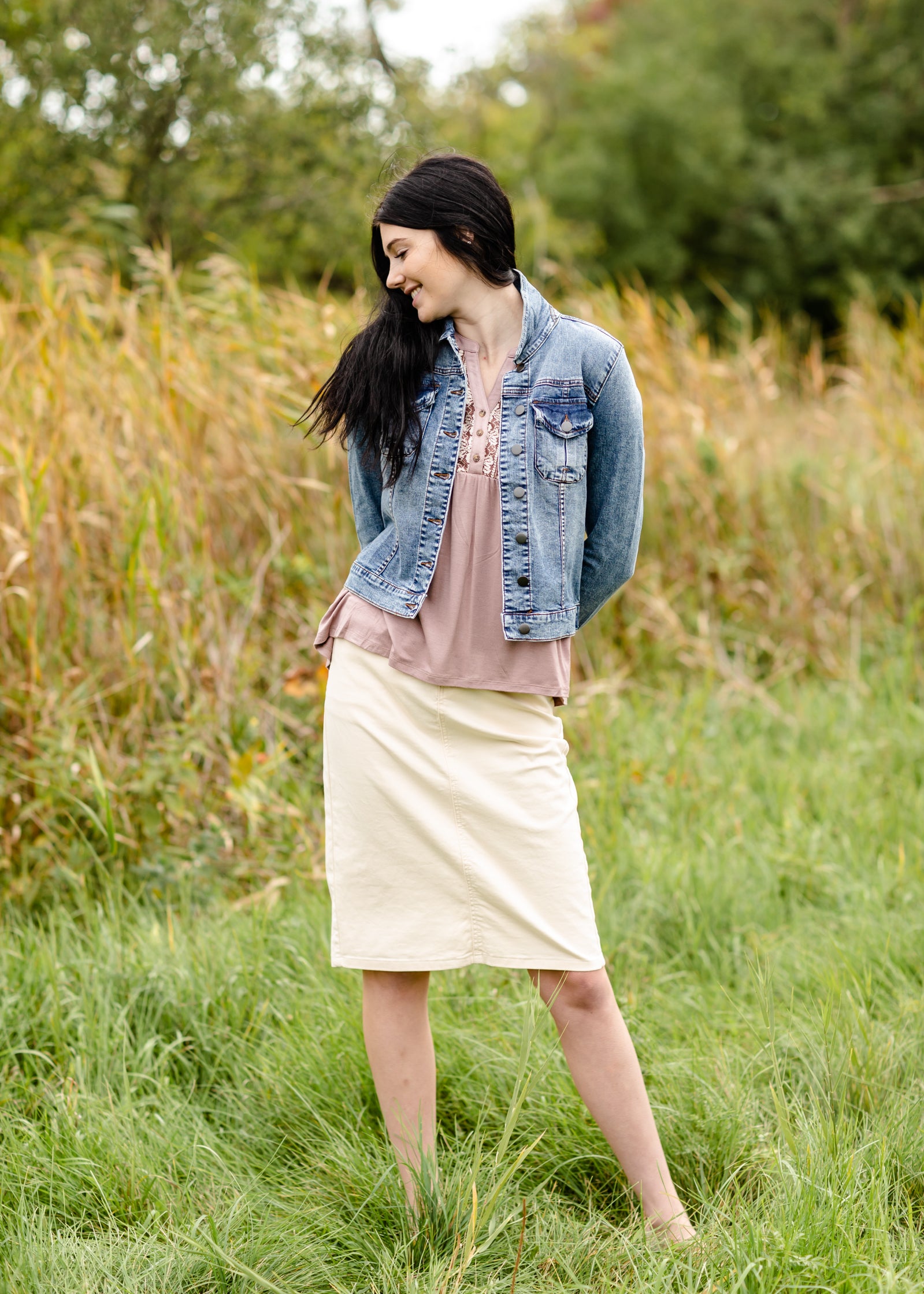 Remi Ivory Denim Midi Skirt - FINAL SALE IC Skirts