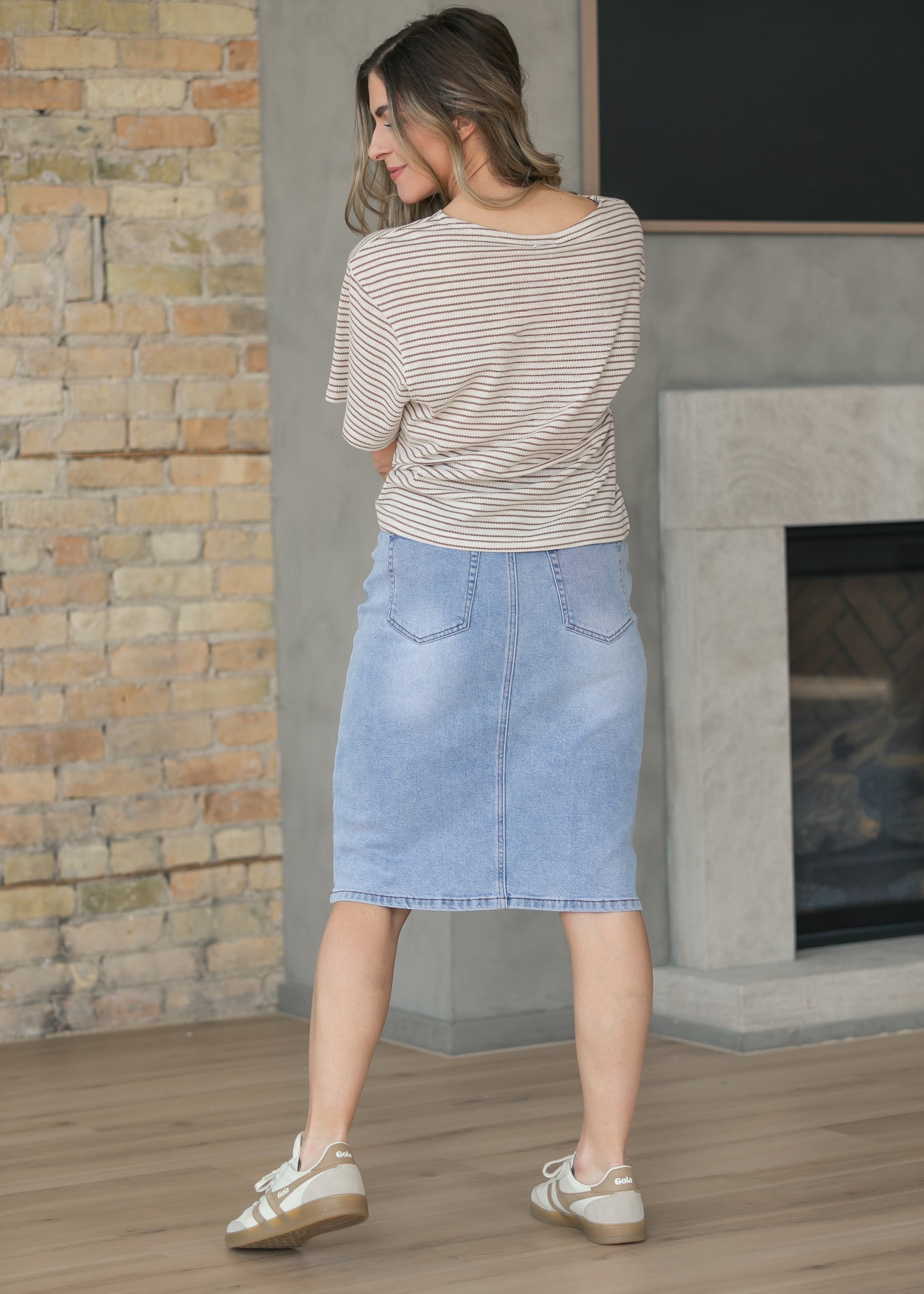Remi Light Wash Denim Midi Skirt IC Skirts