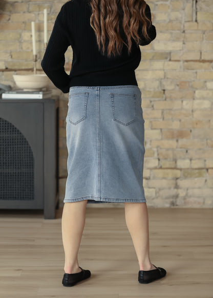 Remi Light Wash Denim Midi Skirt IC Skirts