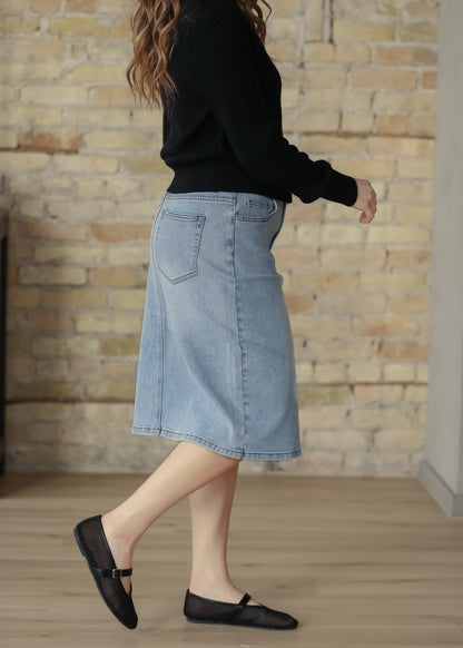 Remi Light Wash Denim Midi Skirt IC Skirts