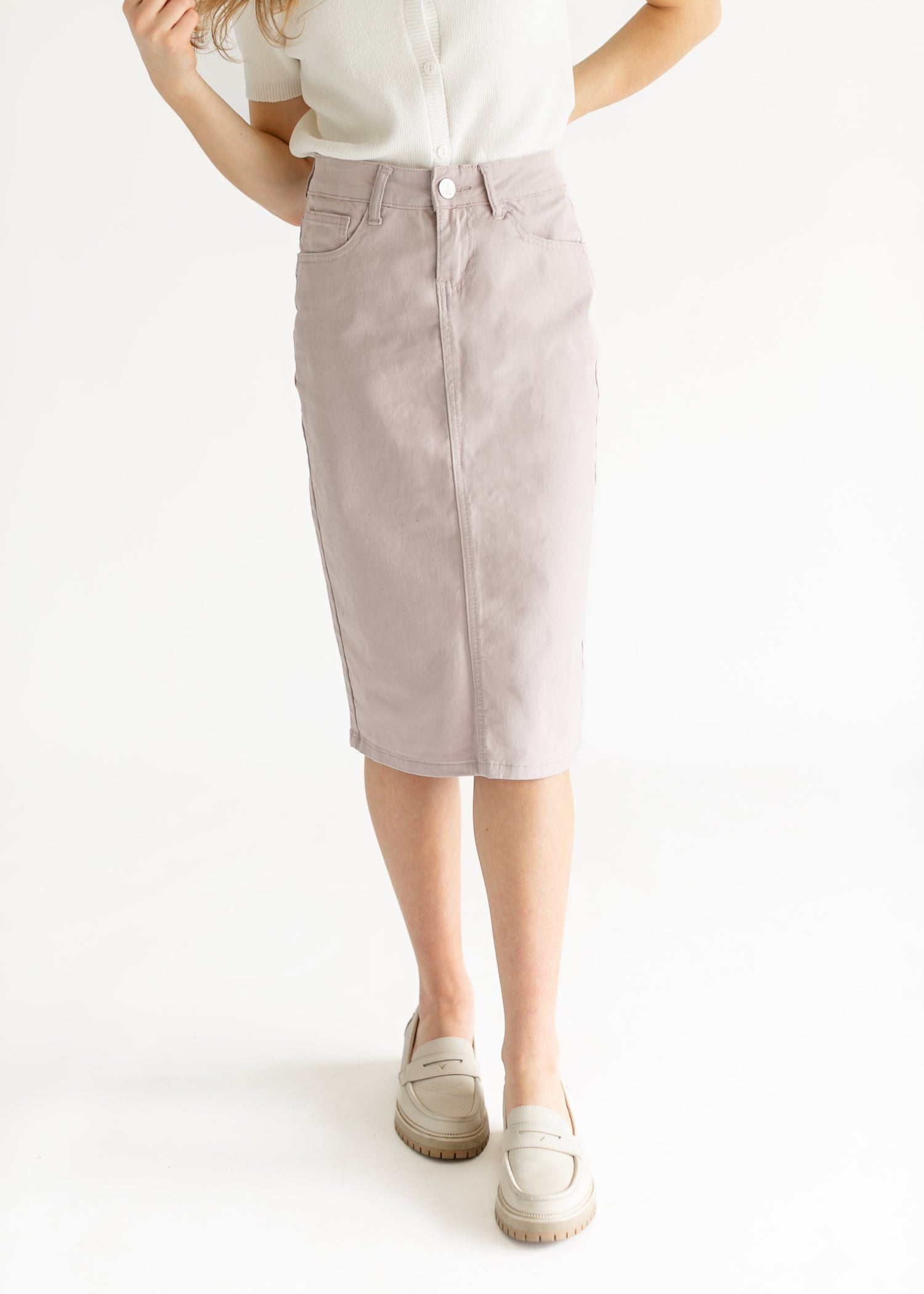 Remi Lilac Denim Midi Skirt IC Skirts