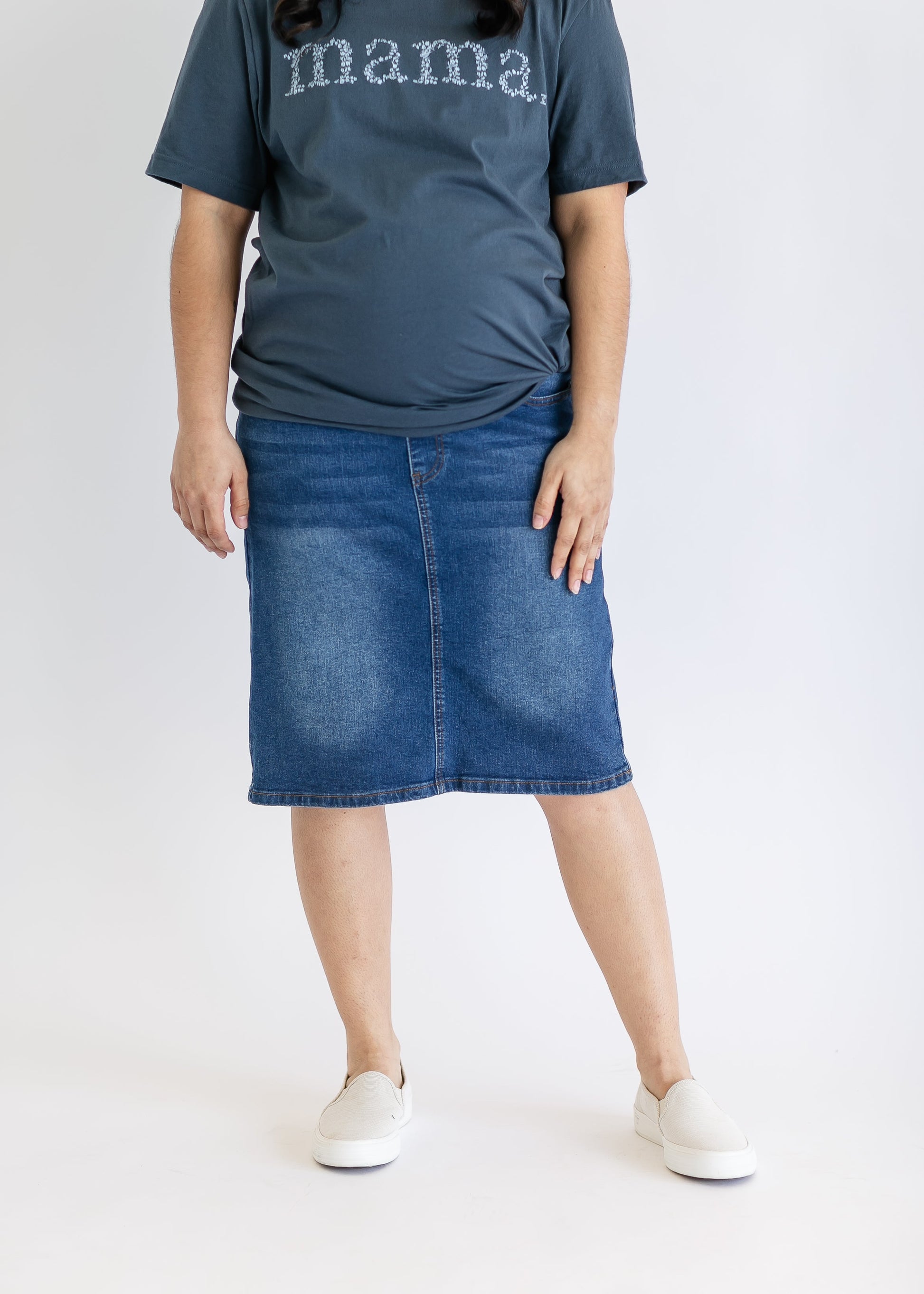 Remi Maternity Denim Midi Skirt IC Skirts