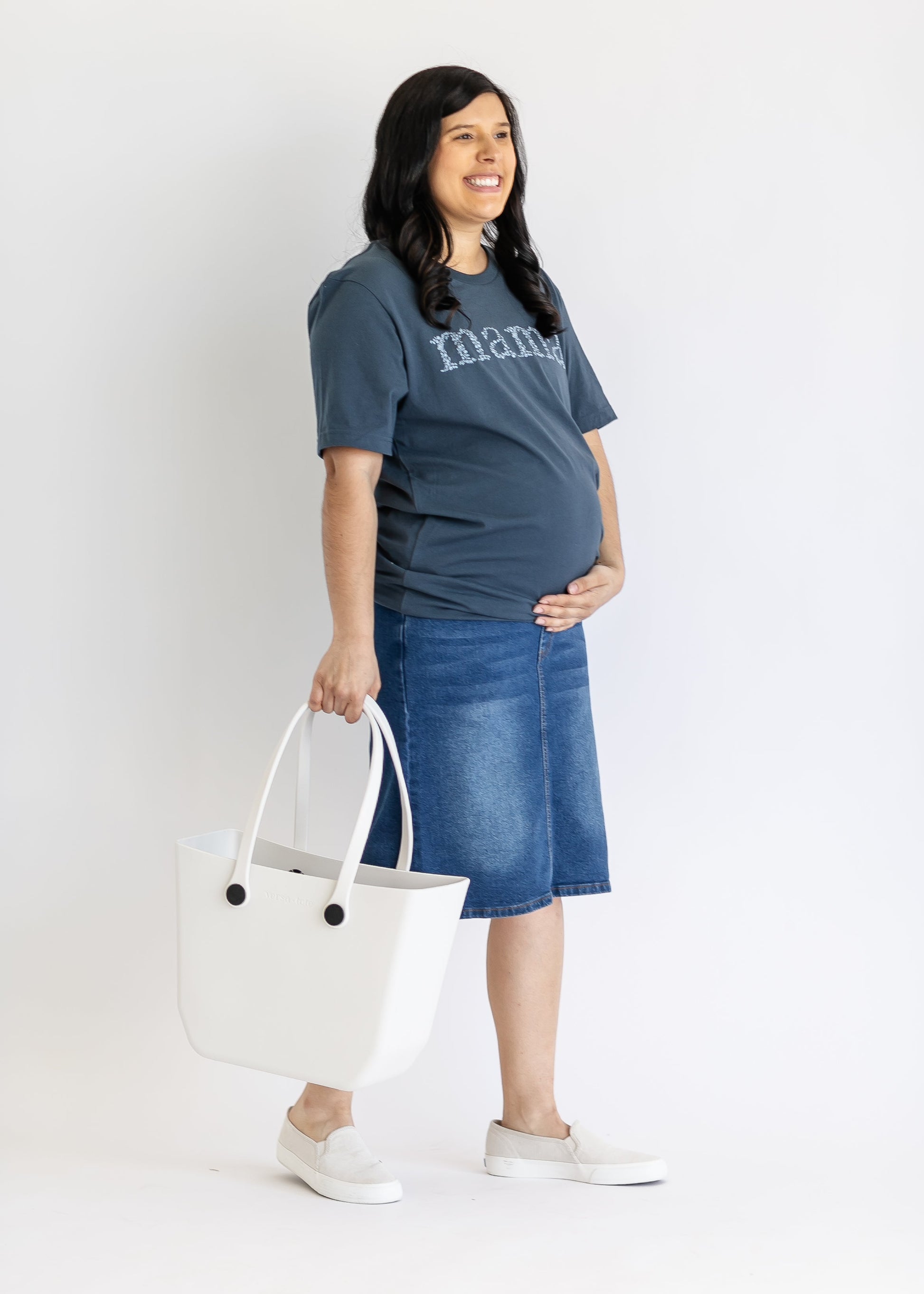 Remi Maternity Denim Midi Skirt IC Skirts