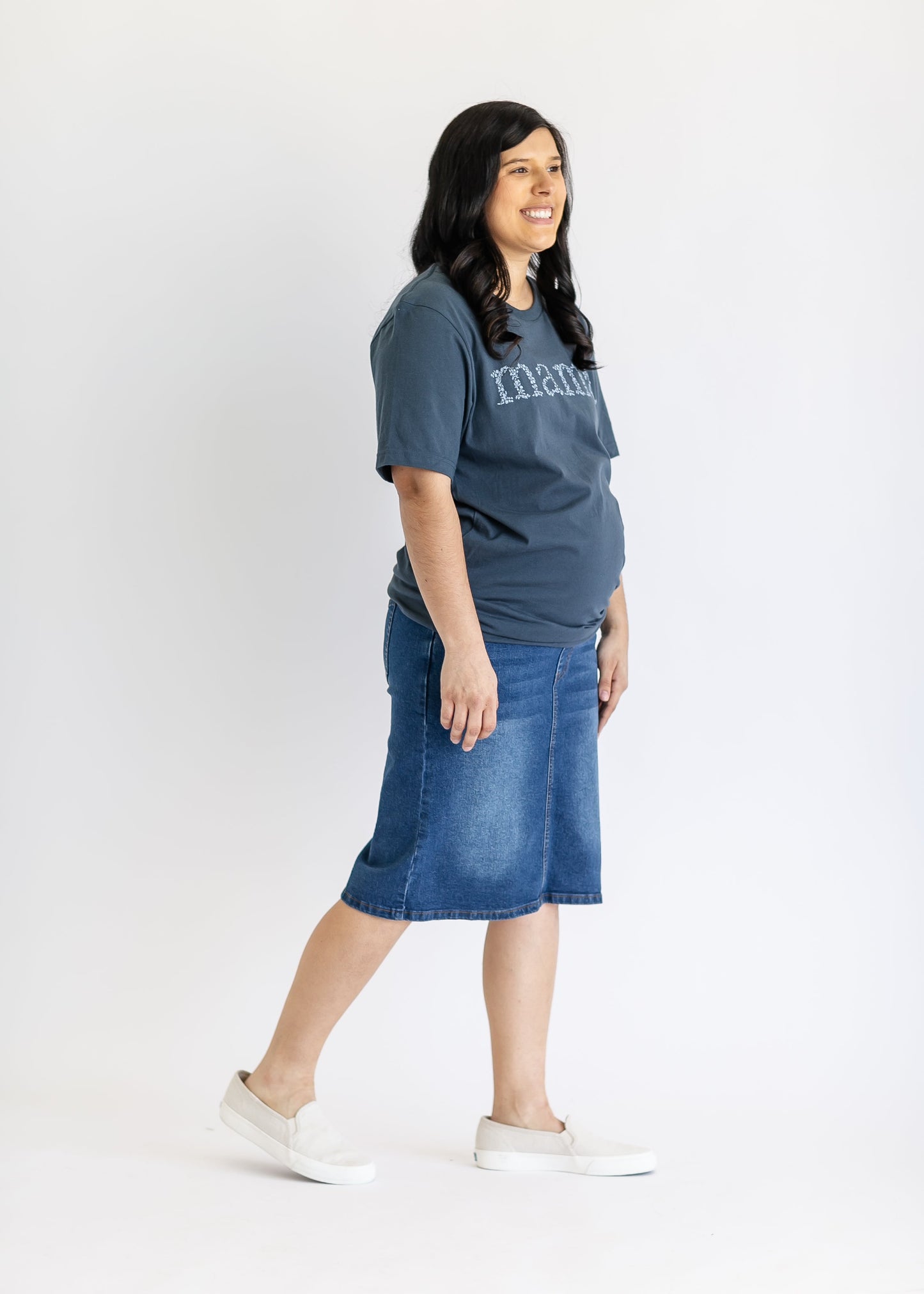 Remi Maternity Denim Midi Skirt IC Skirts