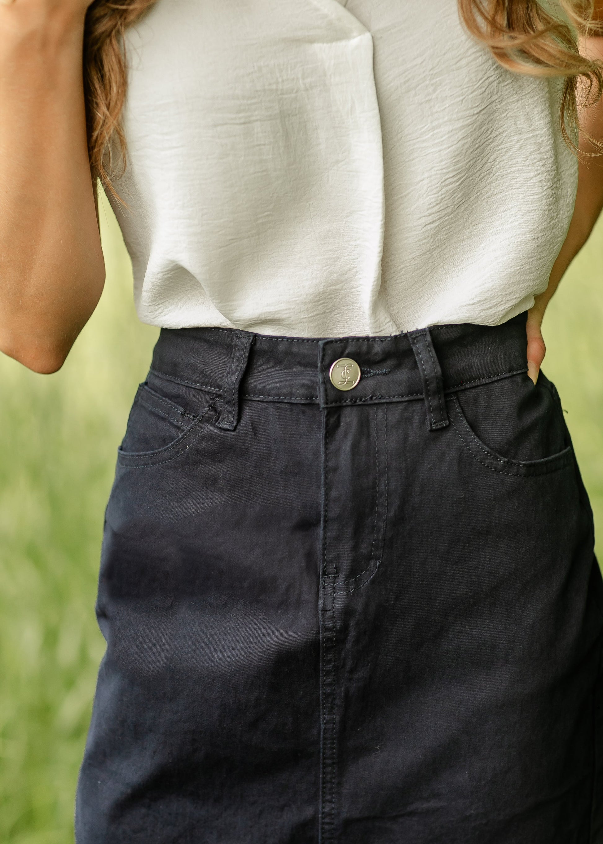 Remi Navy Denim Midi Skirt IC Skirts