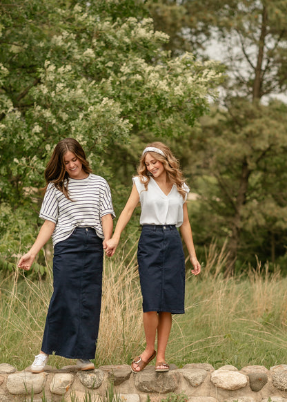 Remi Navy Denim Midi Skirt IC Skirts