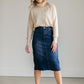 Remi Raw Hem Dark Denim Midi Skirt - FINAL SALE IC Skirts