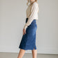 Remi Raw Hem Dark Denim Midi Skirt - FINAL SALE IC Skirts