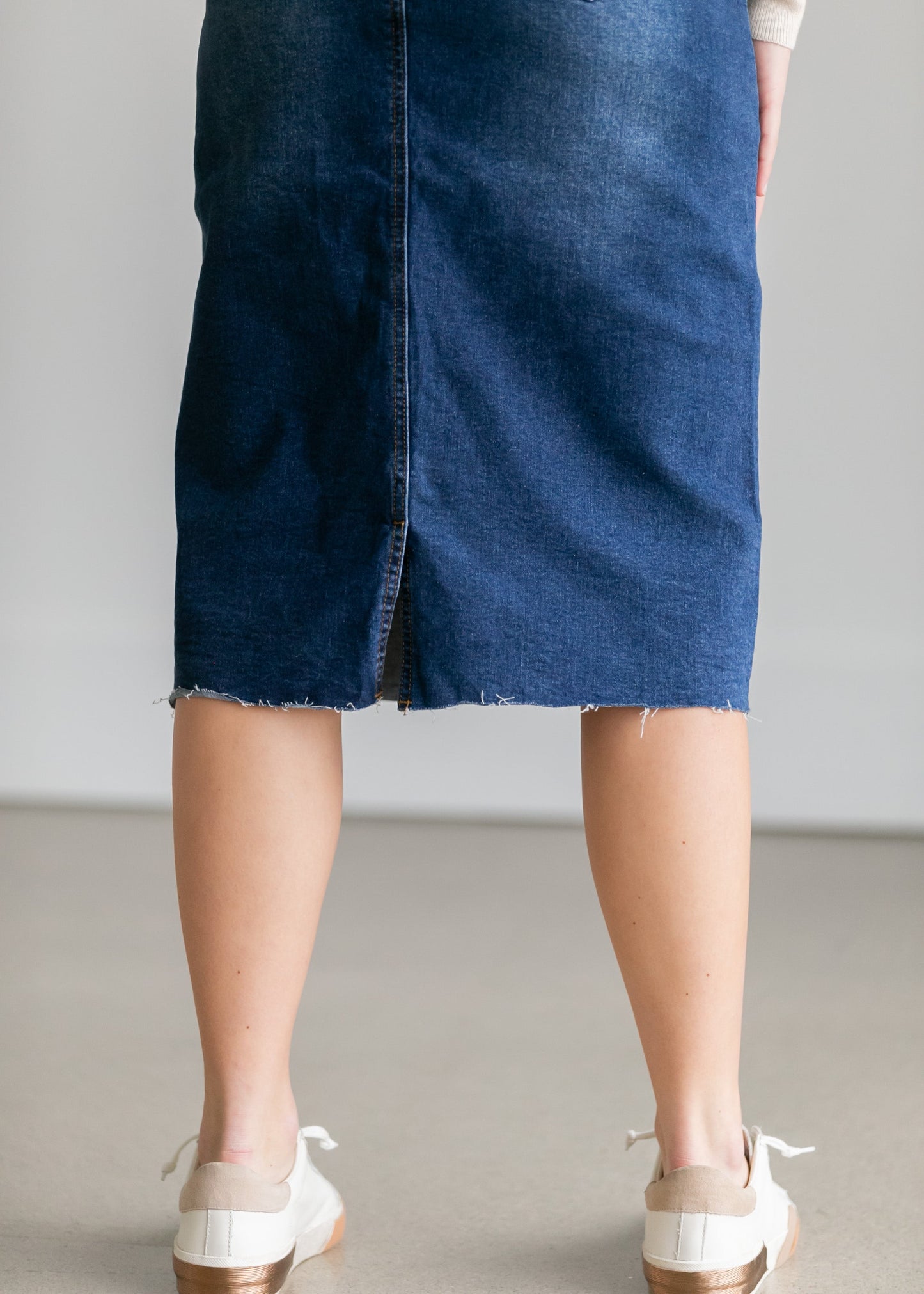 Remi Raw Hem Dark Denim Midi Skirt - FINAL SALE IC Skirts