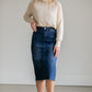 Remi Raw Hem Dark Denim Midi Skirt - FINAL SALE IC Skirts
